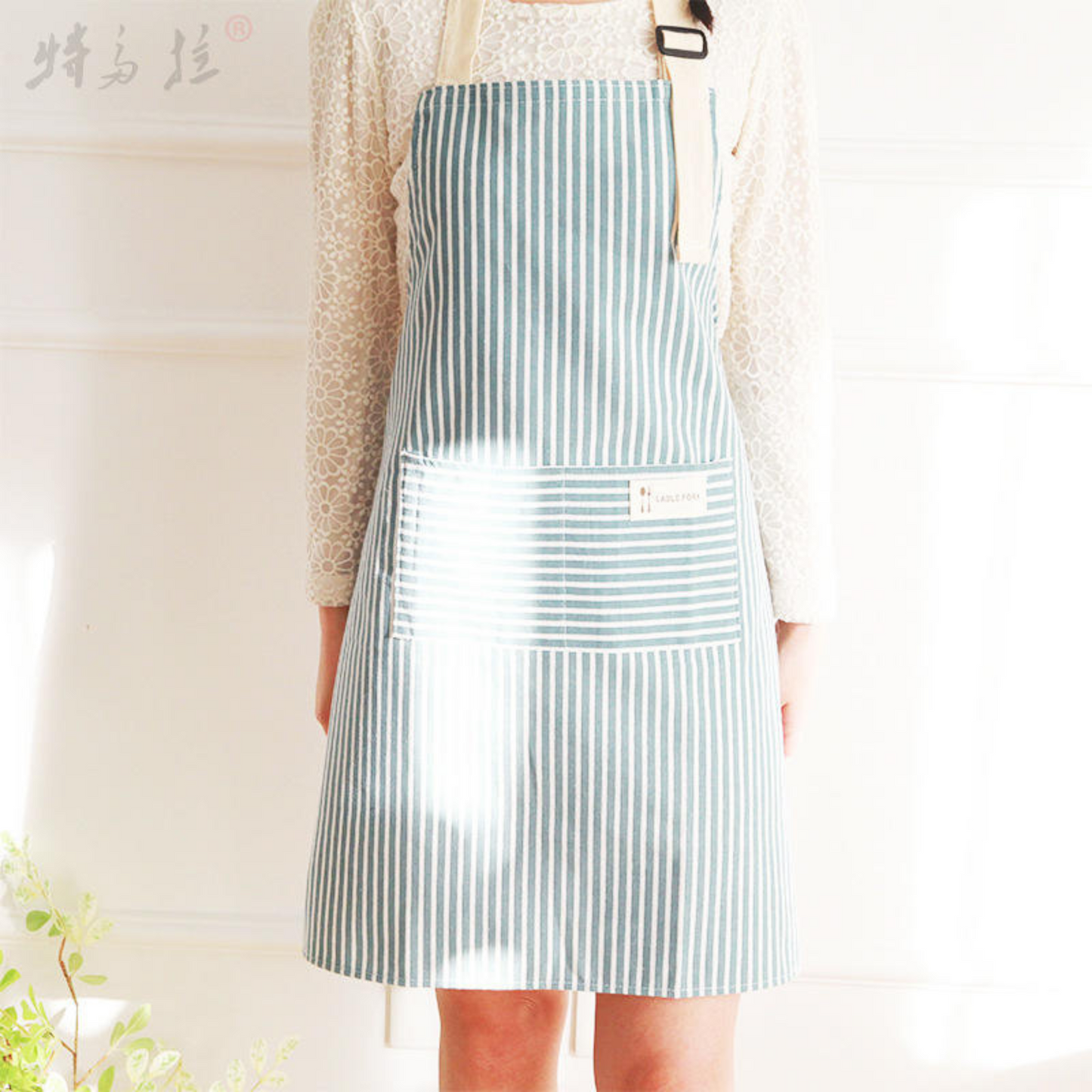 Stripe Apron with pockets in front; 09TD/HH