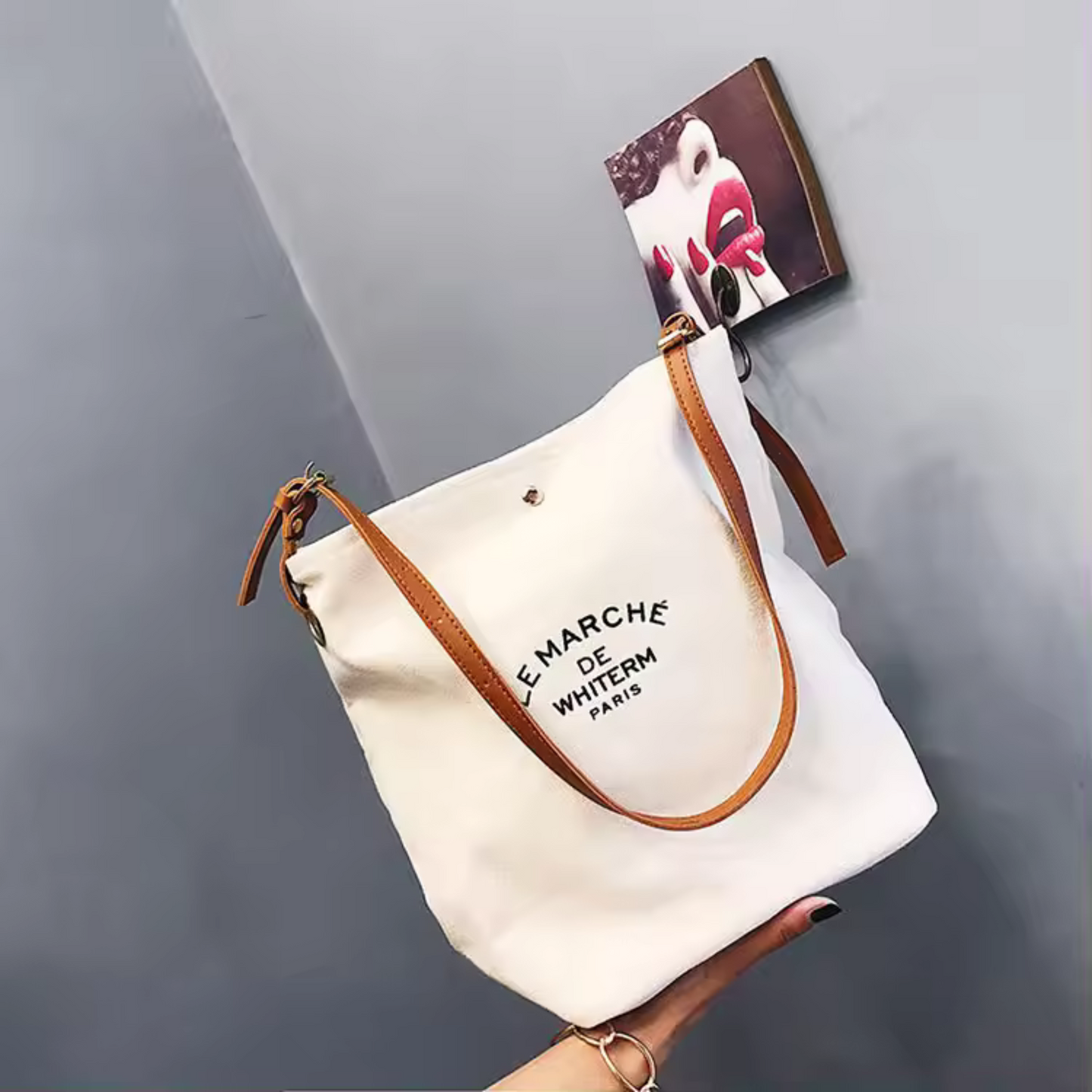 Tote Shopping Bag with Leather handles; 291TV/HH