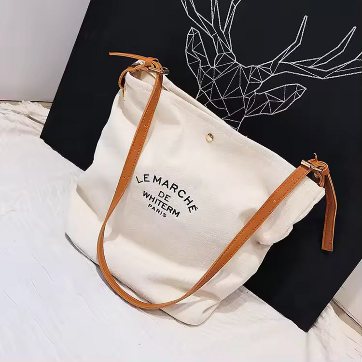 Tote Shopping Bag with Leather handles; 291TV/HH
