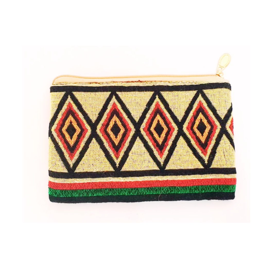 Fabric zipper pouch, Brocade coin pouch, Travel make up pouch, fabric card purse, mini coin wallet;P1