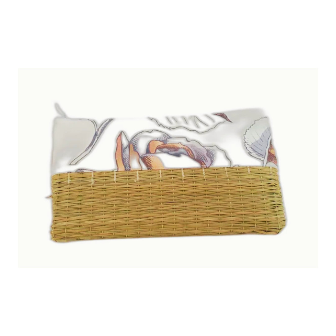 Fabric zipper pouch, Canvas mix grass fabric coin pouch, purse, 111 TV/HH