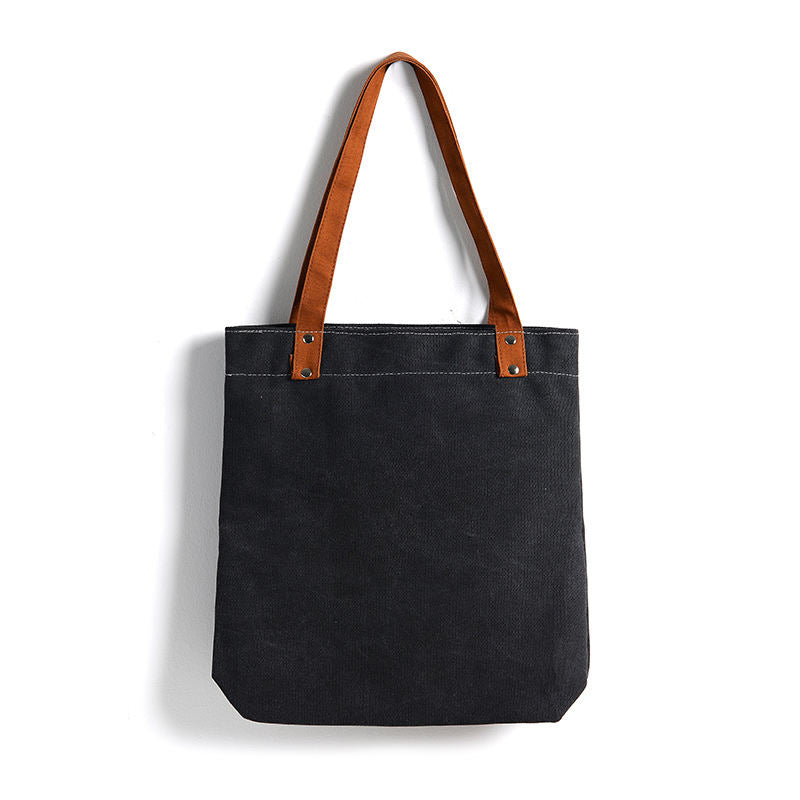 Canvas Tote Bag with PU leather handle; 189TV/HH;