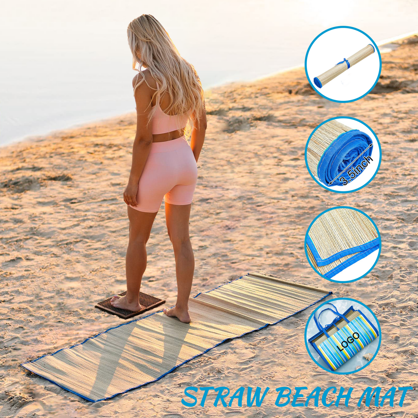 Straw Beach Mat Seaside , beach bag; 01CR/HH