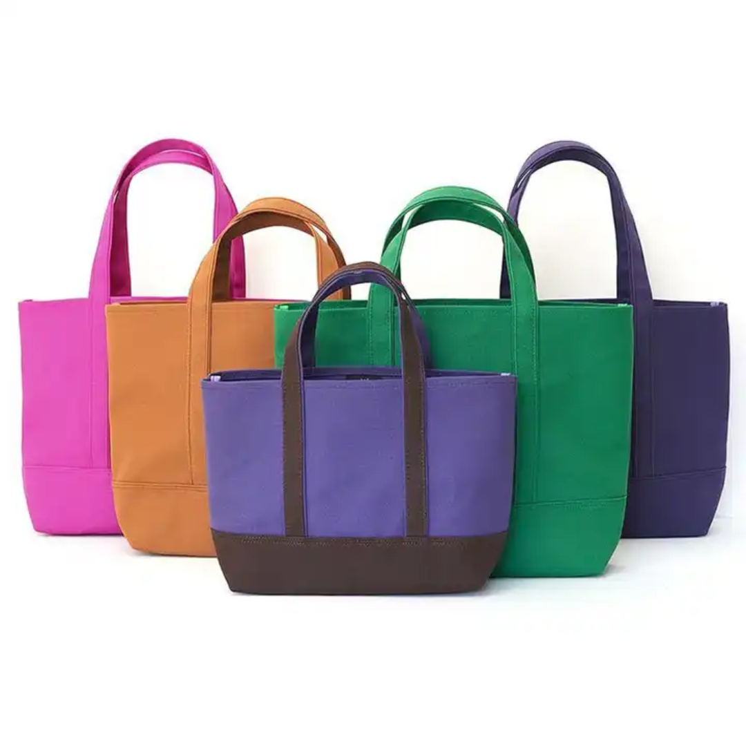 Custom Cotton Canvas Tote Bag with Zipper; 254TV/HH;