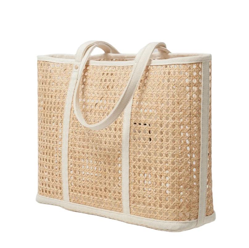 Hollow Out Rattan Straw Handbag; 198TD/HH;